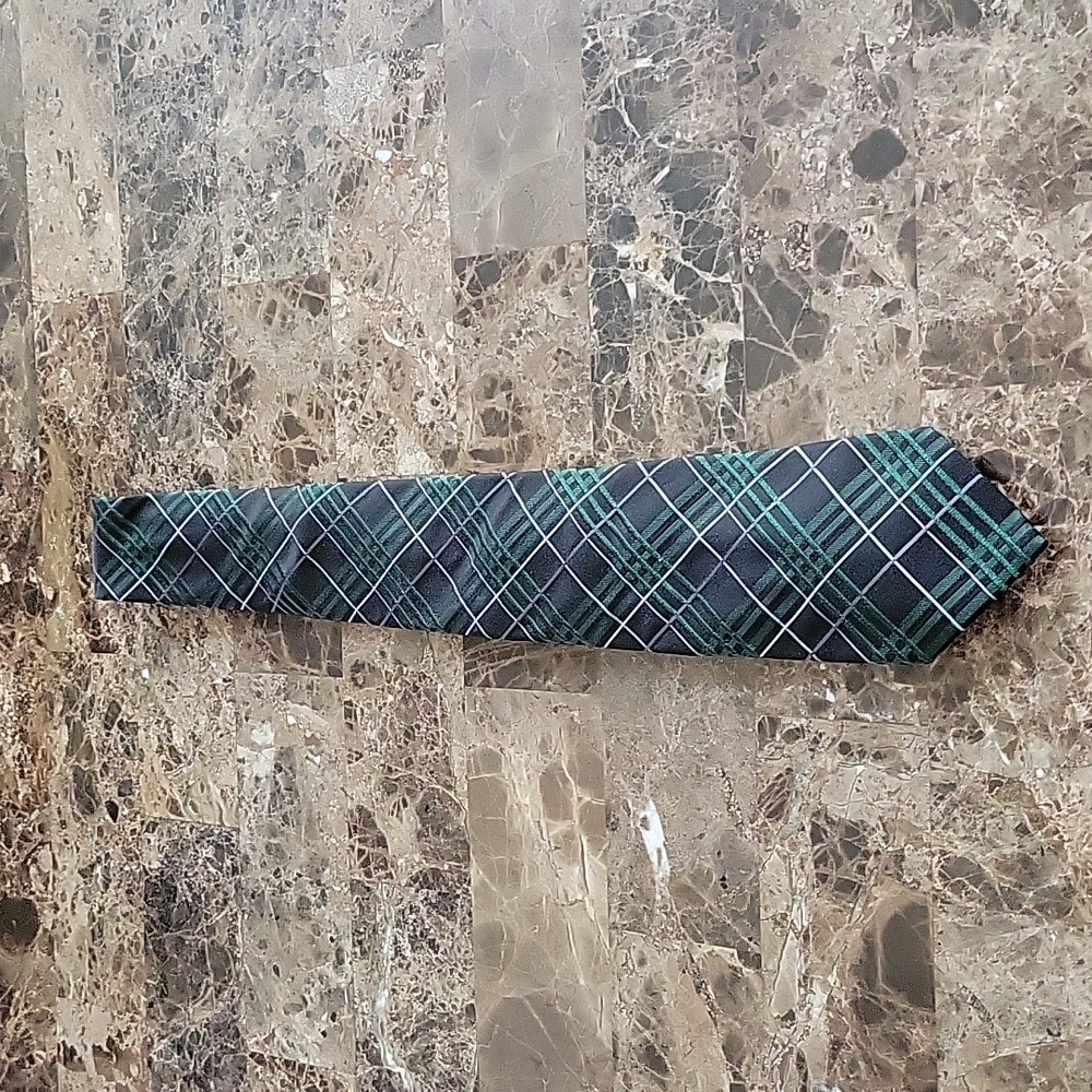 Express Green and Black Plaid Tie
